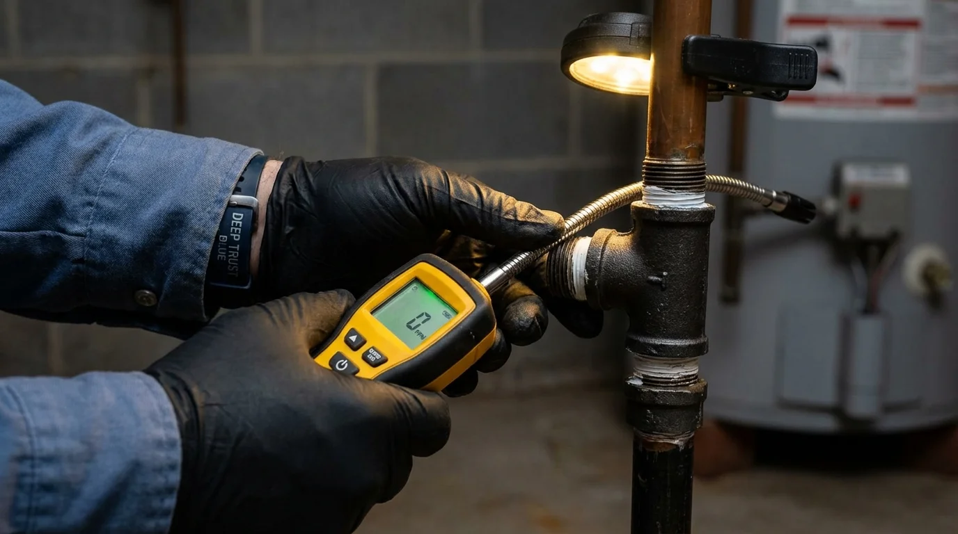 Gas leak detection with electronic sniffer by Johns Plumbing LLC in Lyndeborough